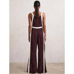 REISS SALMA Petite Colourblock Wide Leg Belted Jumpsuit